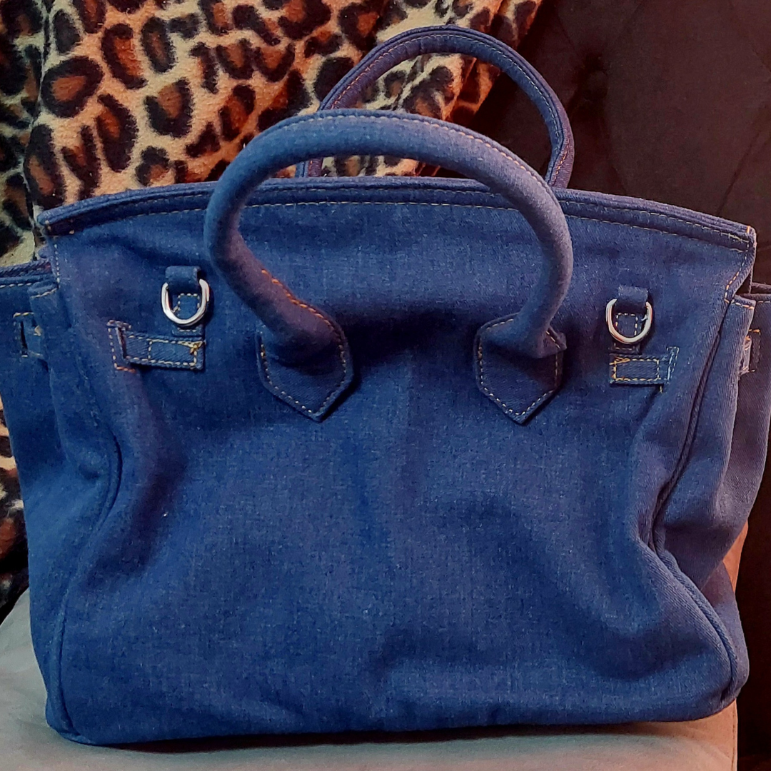 Denim Satchel Tote Shoulder Handbag