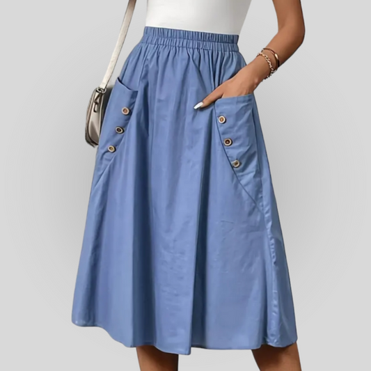 Elastic-Waist Midi Skirt