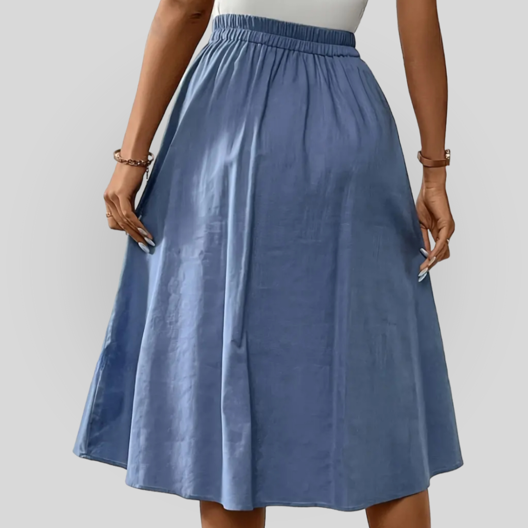 Elastic-Waist Midi Skirt